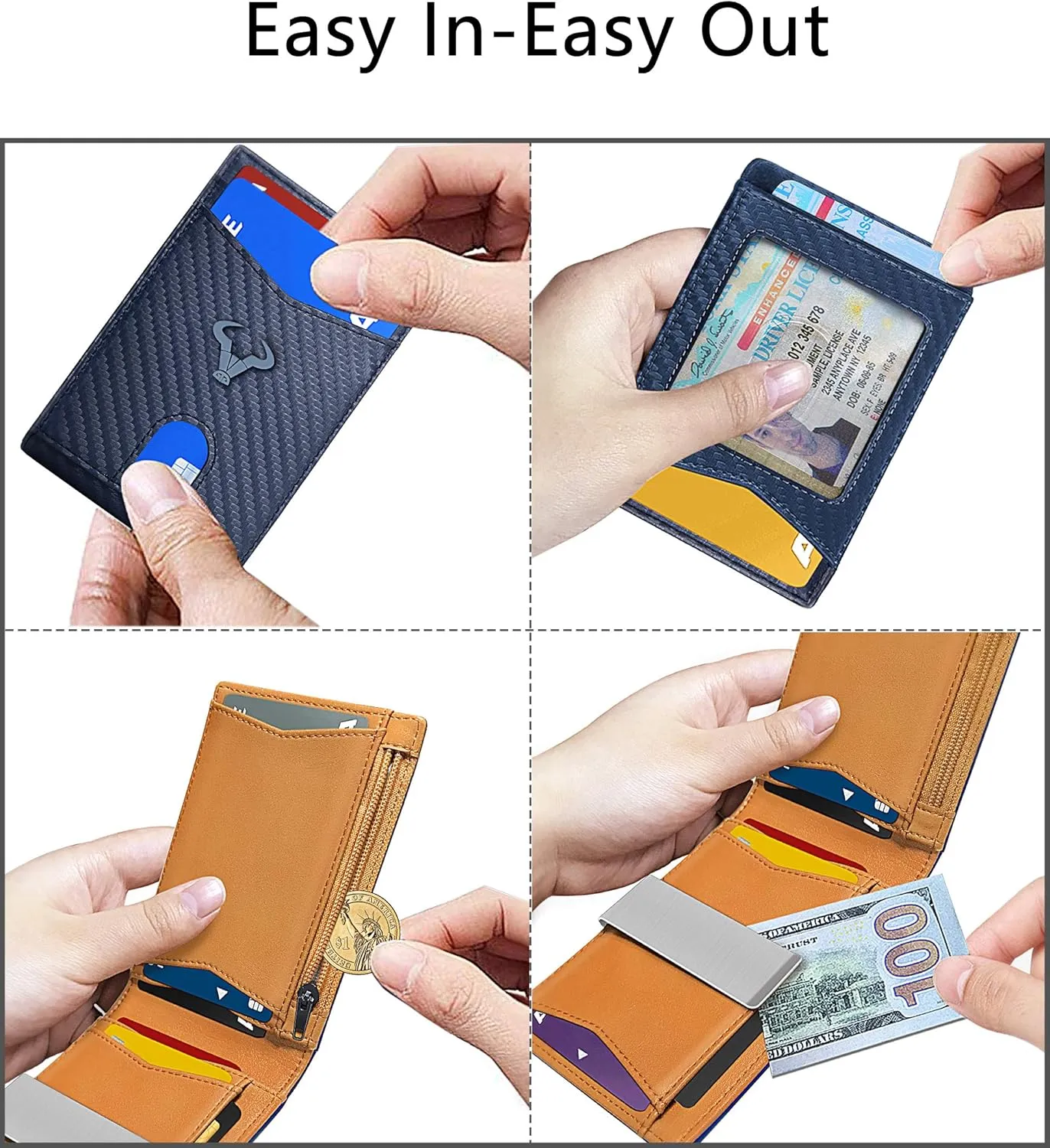 BULLIANT Slim Wallet Men, Leather Wallet Front Pocket Card Holders for Gift Men 3"X4.3"