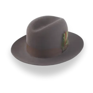 Caribou Grey Classic Men's Single Crease  Fedora in Fur Felt | The Tobin