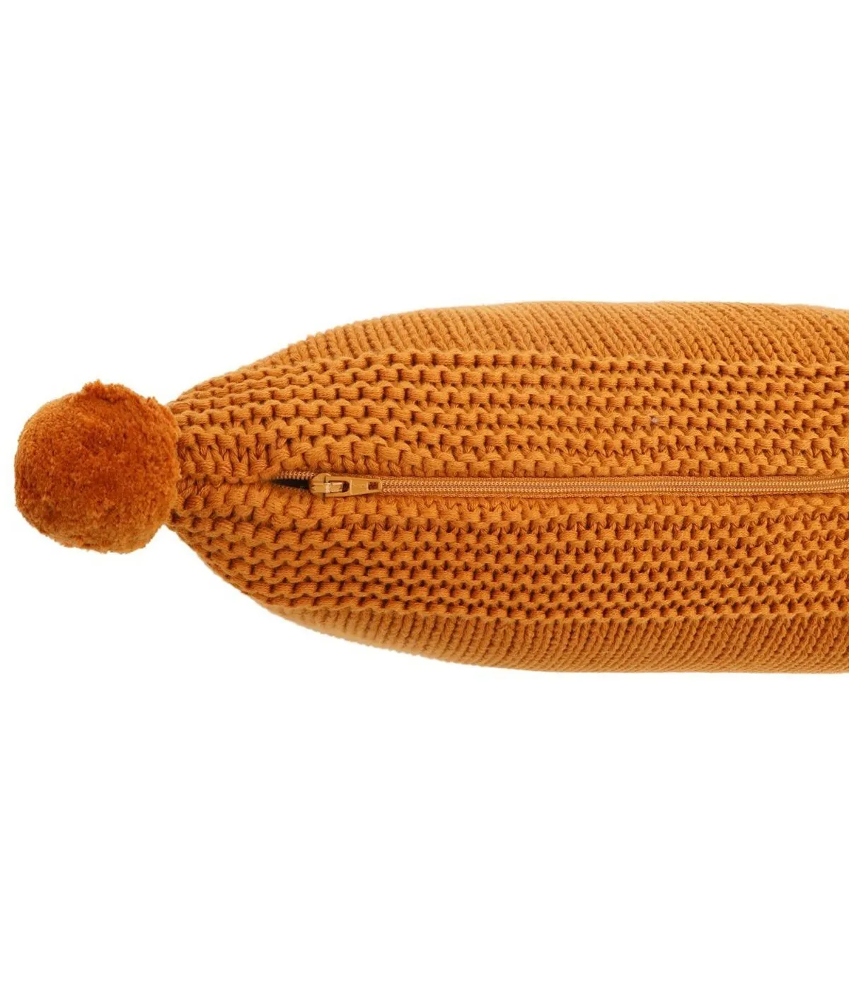 Chunky Knit Cotton Knitted Decorative Mustard Color 16 x 16 Inches Cushion Cover