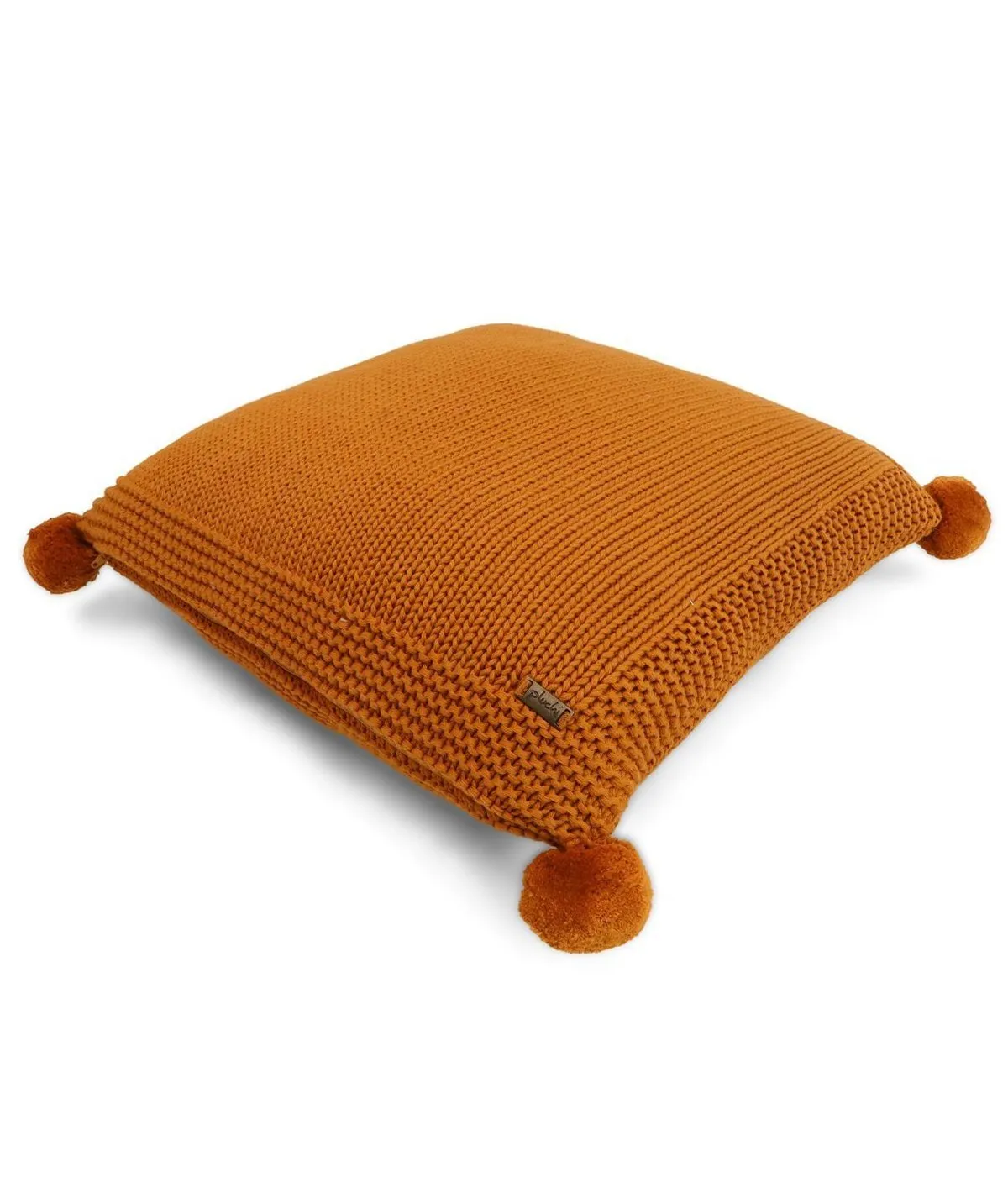 Chunky Knit Cotton Knitted Decorative Mustard Color 16 x 16 Inches Cushion Cover