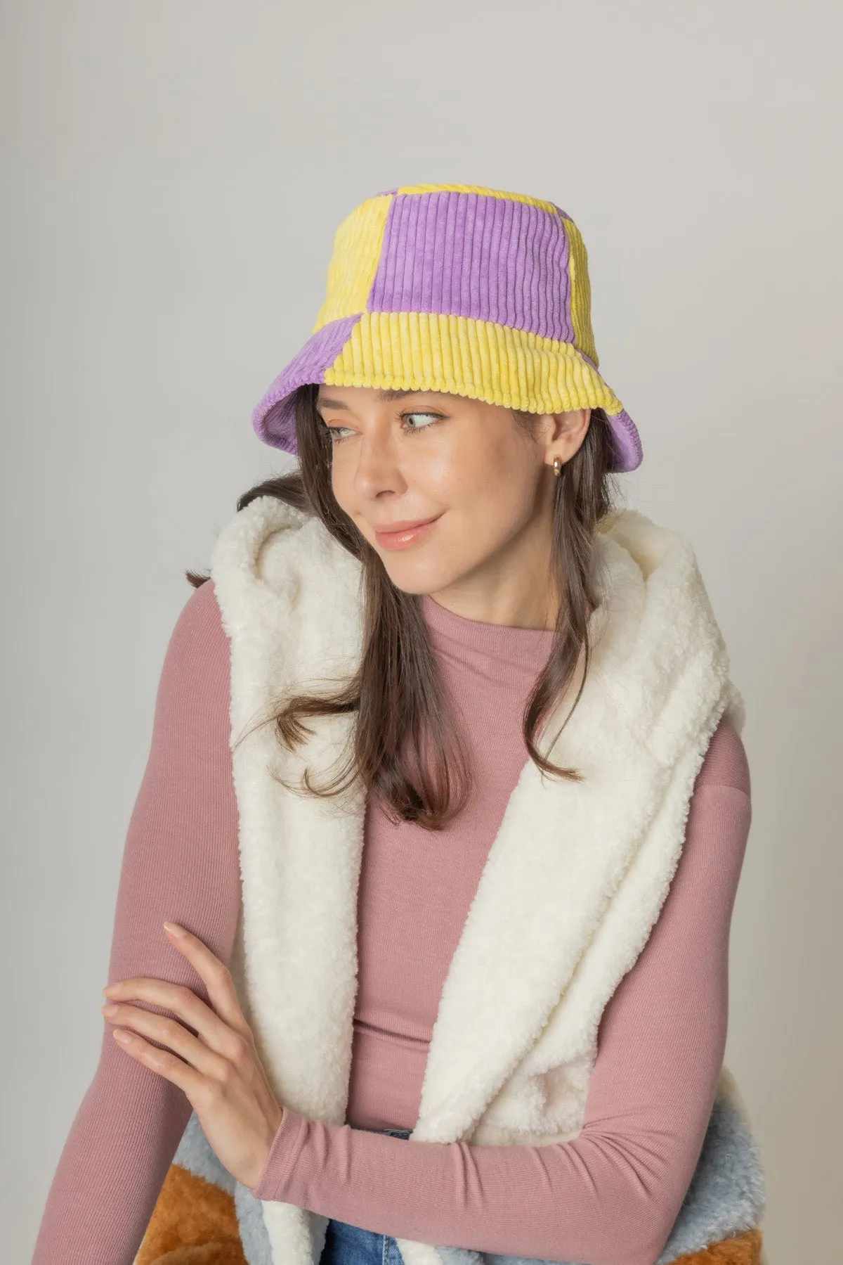 Colorblock Corduroy Bucket Hat