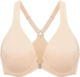 DELIMIRA Women's Front Closure Racerback Bras Plunge Unlined Underwire Full Coverage Seamless Bra B-H Cups