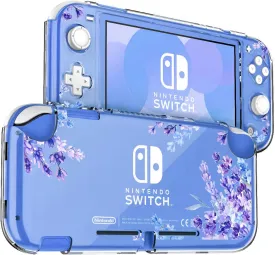 DLseego Purple Lavender Flower Floral Clear Switch Lite Protective Case 2-Piece Split Full Wrap PC Hard Shell Anti-Scratch All-Round Protection Cover for Switch 2019 Model