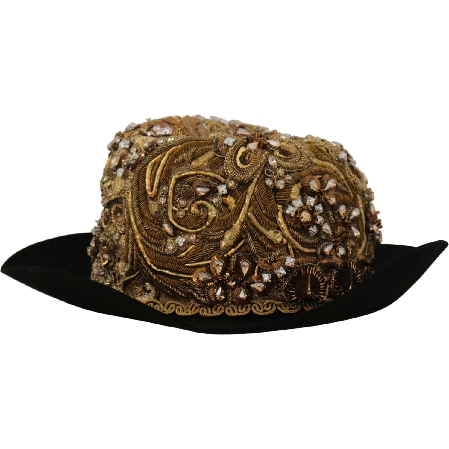 Dolce & Gabbana Elegant Black Gold Studded Fedora