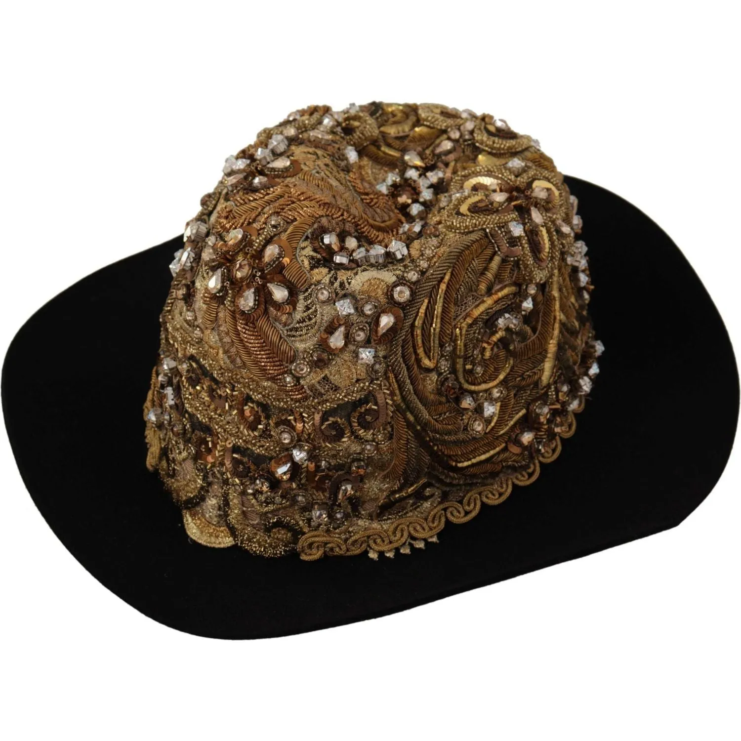 Dolce & Gabbana Elegant Black Gold Studded Fedora