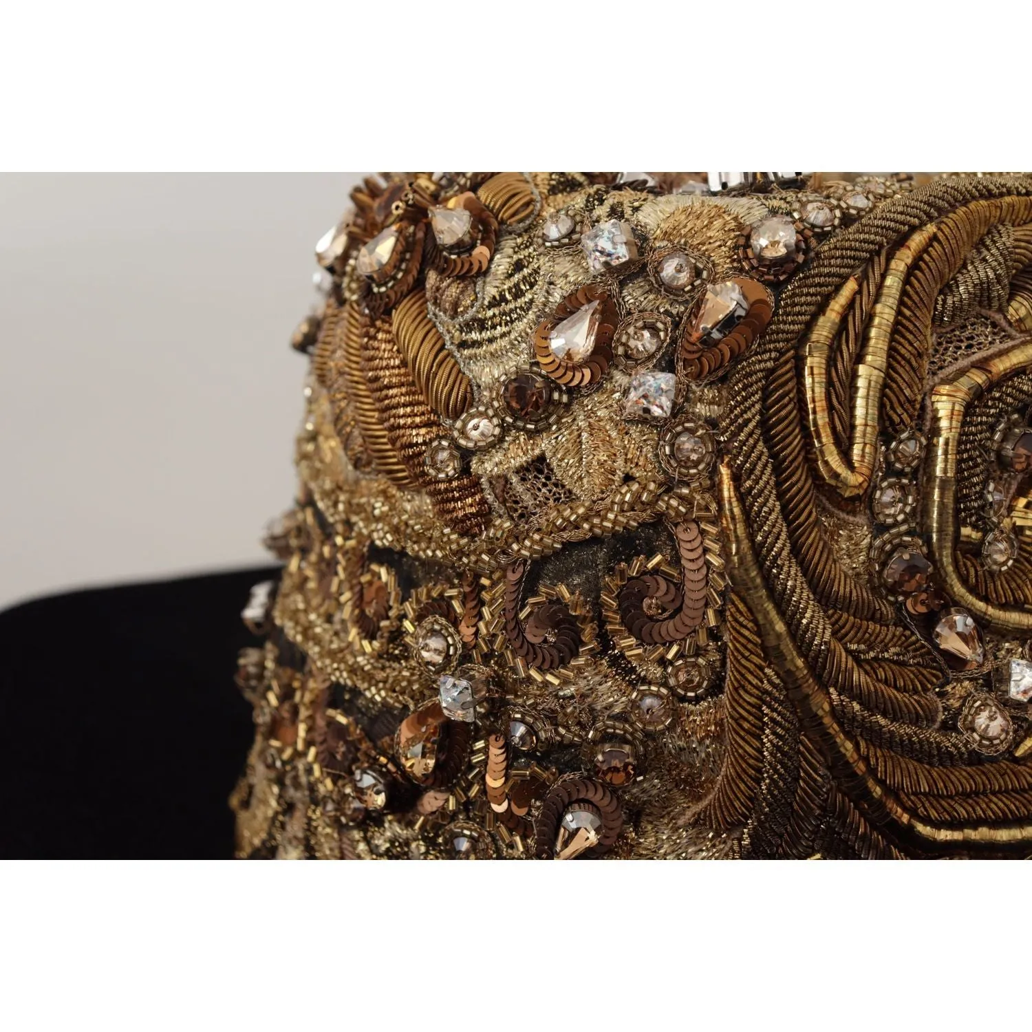 Dolce & Gabbana Elegant Black Gold Studded Fedora