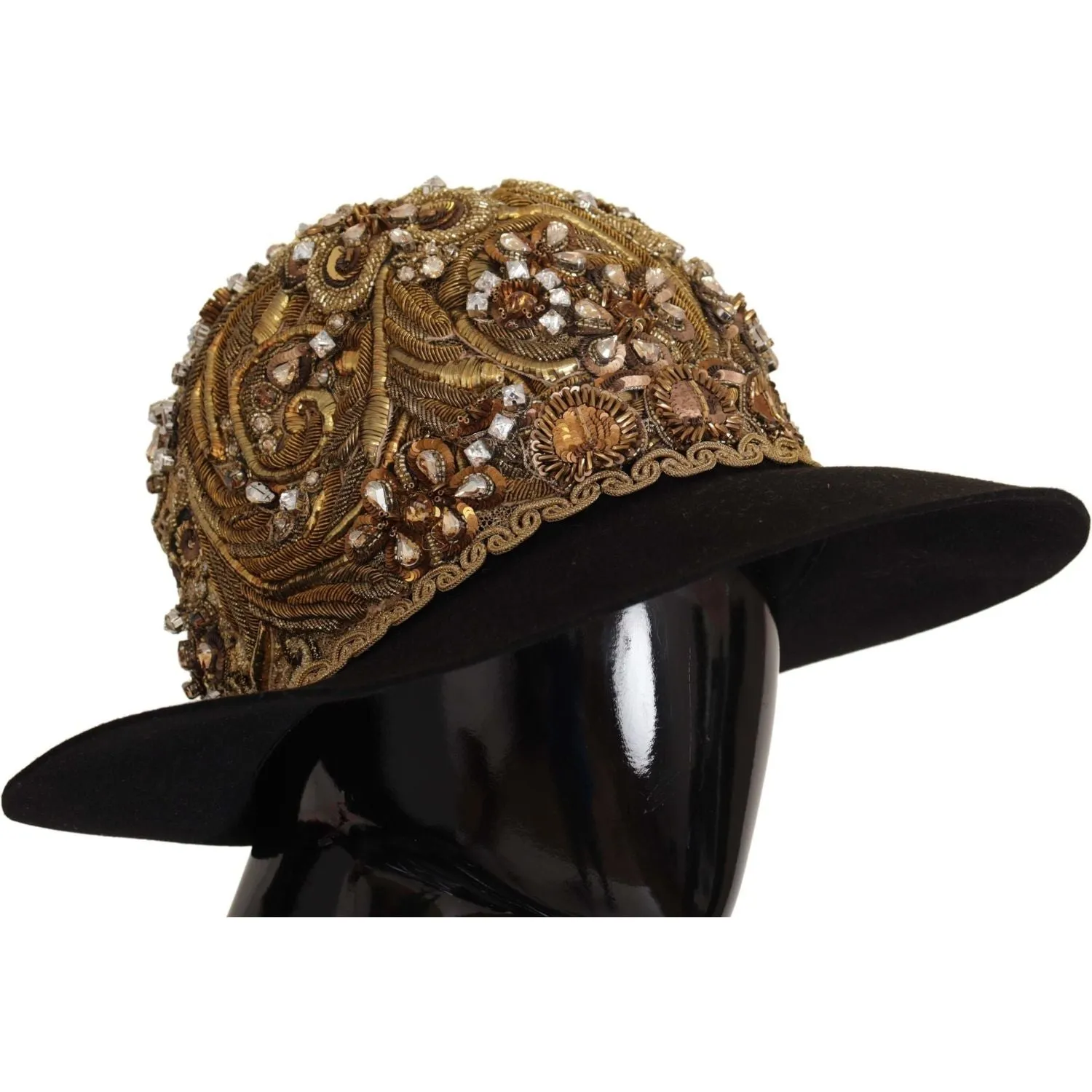 Dolce & Gabbana Elegant Black Gold Studded Fedora