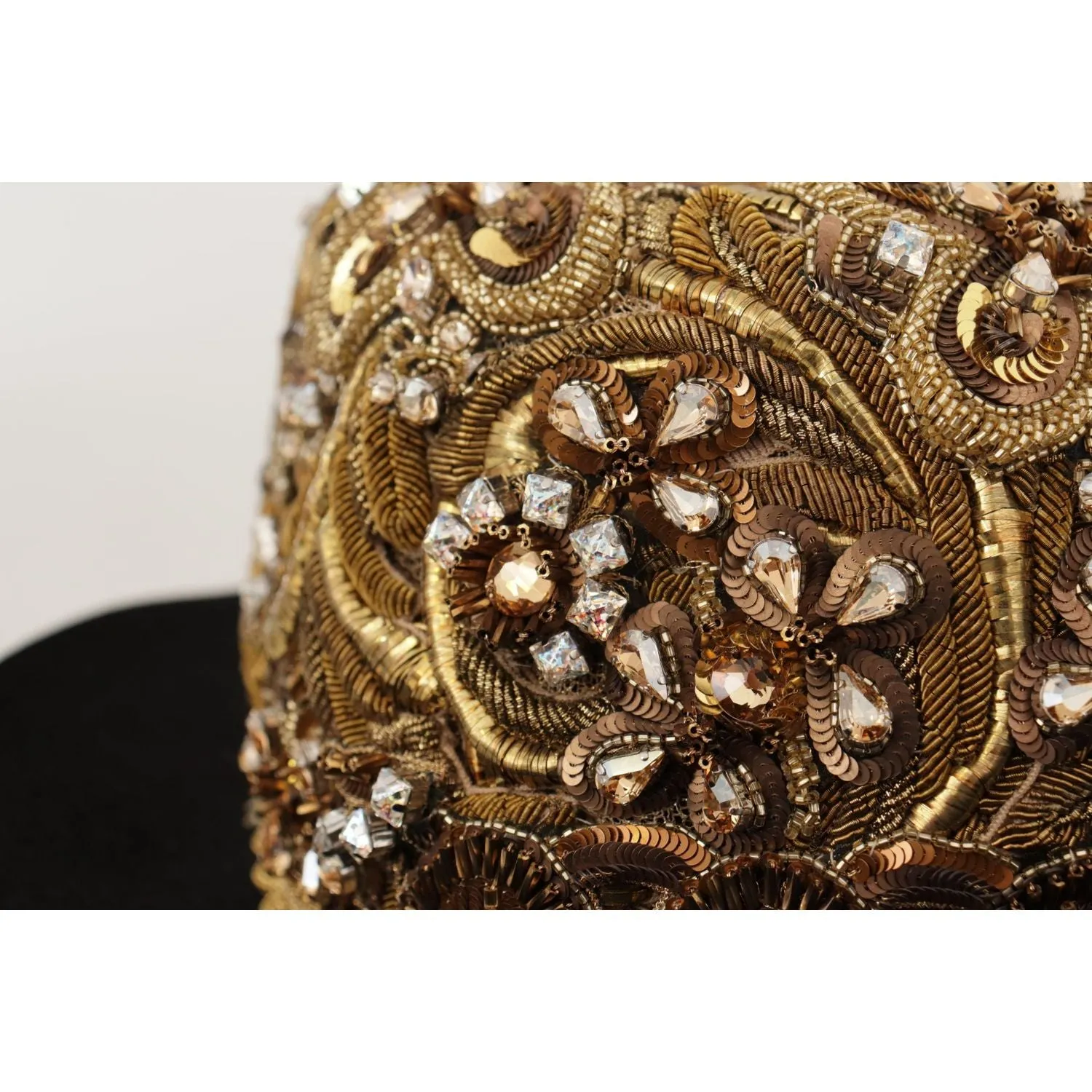 Dolce & Gabbana Elegant Black Gold Studded Fedora