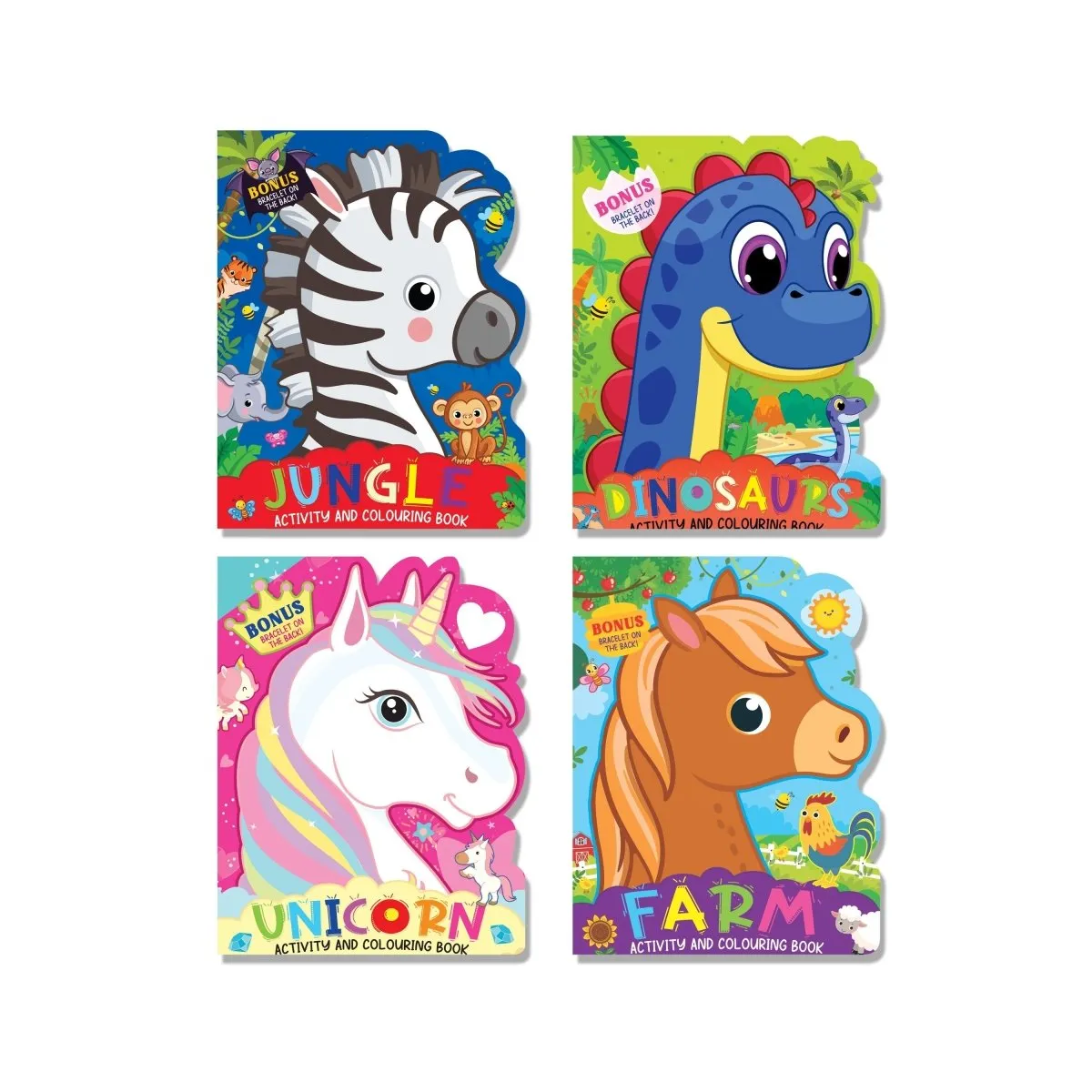 Dreamland Publications Die-cut Activity And Colouring Books Pack- A Pack of 4 Books