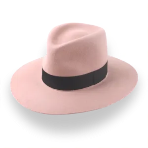 Dusty Pink Wide Brim Fedora Hat in Premium Fur Felt | The Enigma