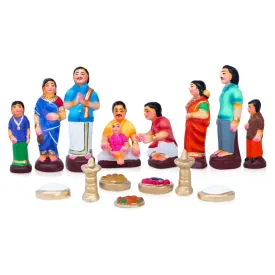 Ear Piercing Clay Golu Bommai Set - 7.2 x 3 Inches | Giri Golu Doll/ Navaratri Golu Bomma/Gombe/Bommai