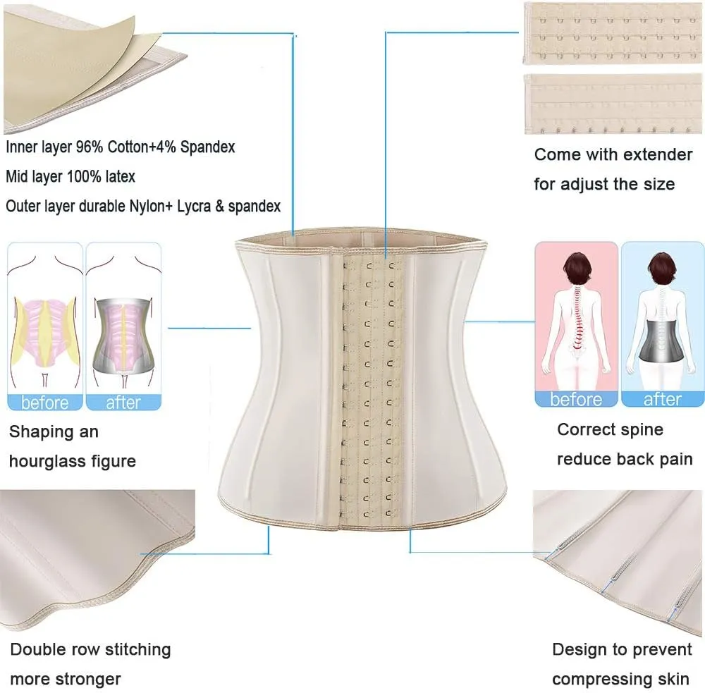 ECOWALSON Waist Trainer for Women Corset Cincher Body Shaper Girdle Trimmer with Steel Bones Extender