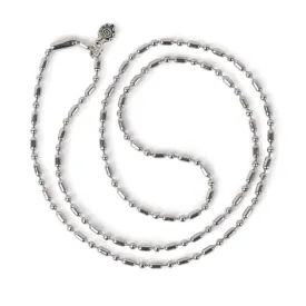 Fancy Ball Chain 24" Necklace - Antiqued Imitation Silver