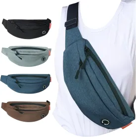 Fanny Pack for Men Women Crossbody, Waterproof Waist Pack Phone Holder with 4 Zipper Pockets Running Belt for Jogging Hiking Cycling Travel Fashion Adjustable Belt Bag - Blue