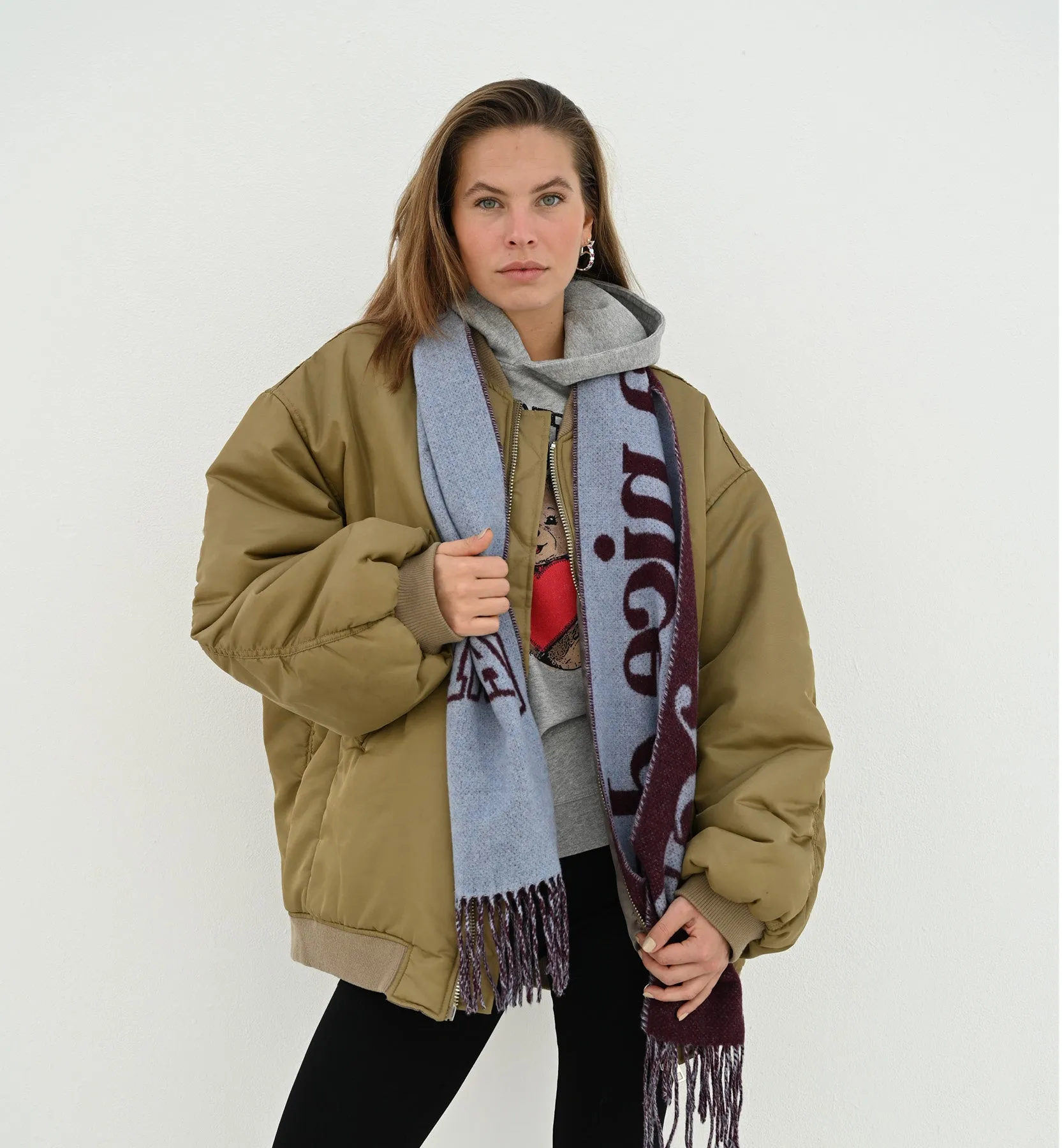 GANNI Red Please Recycle Scarf