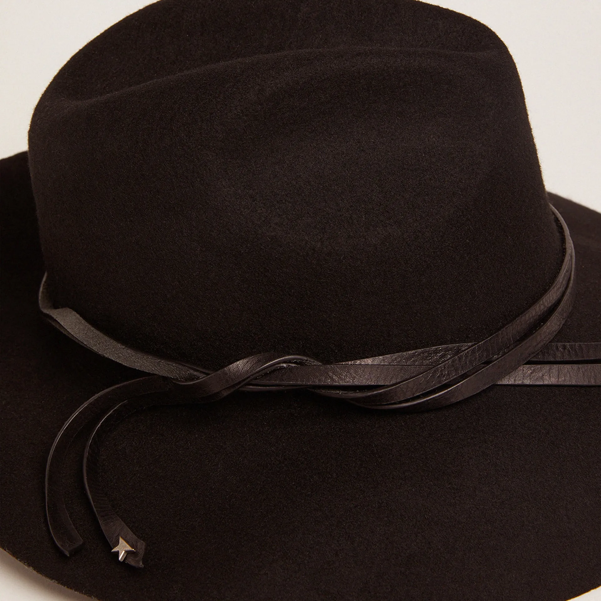 GOLDEN GOOSE HAT - GOLDEN FEDORA HAT - BLACK