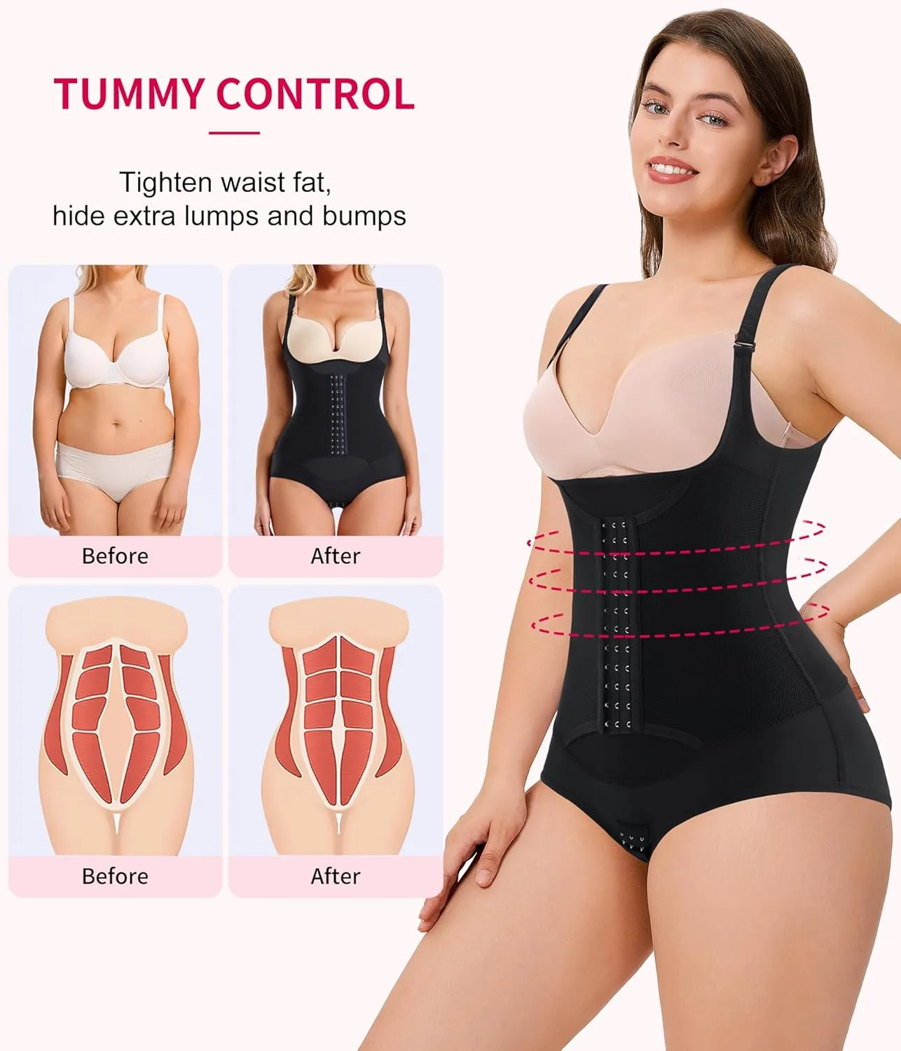 Gotoly Women Waist Trainer Bodysuit Tummy Control Corset Full Body Shaper Cincher Tank Top with Adjustable Straps