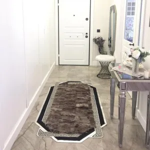 Handmade Sheepskin Natural Brown And Silver Patchwork Runner Rug