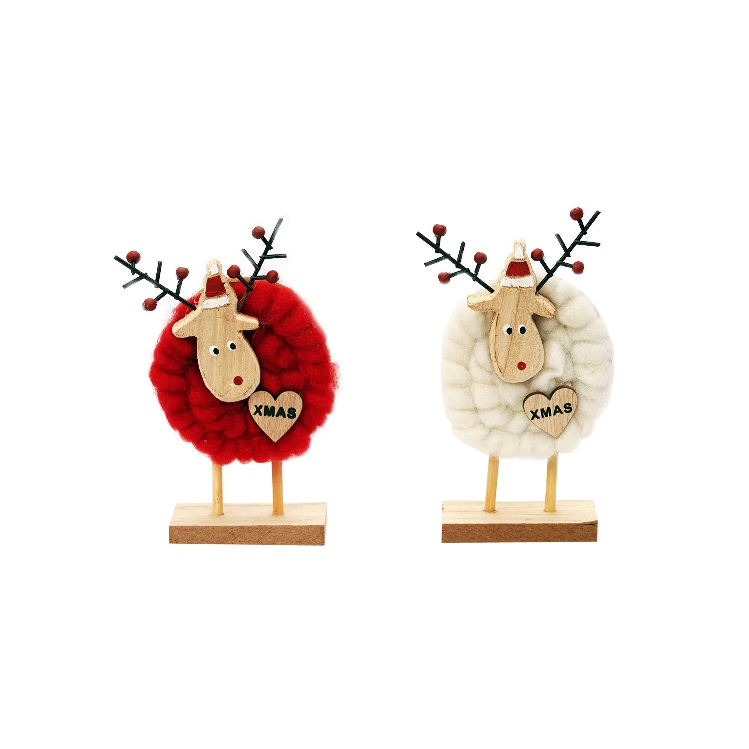 Handmade Woolen Reindeer with Wooden Stand