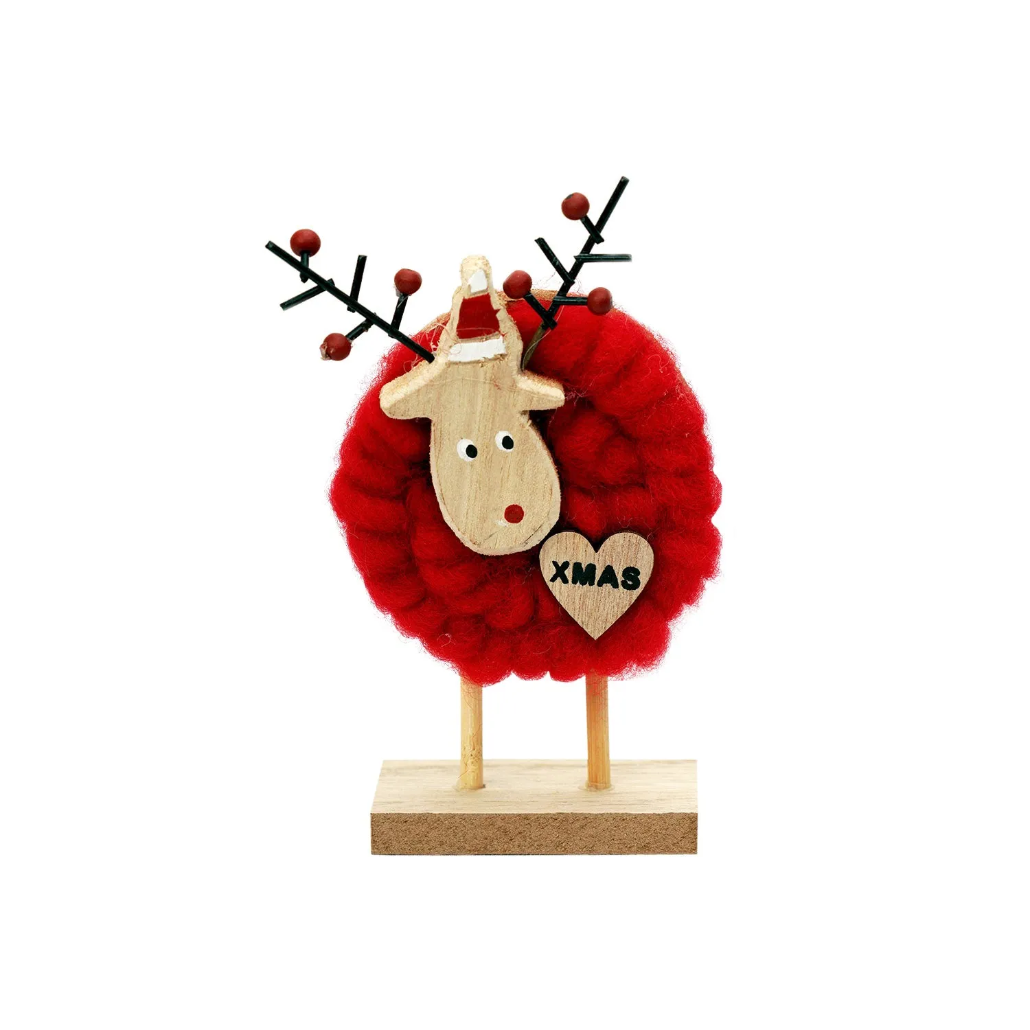 Handmade Woolen Reindeer with Wooden Stand