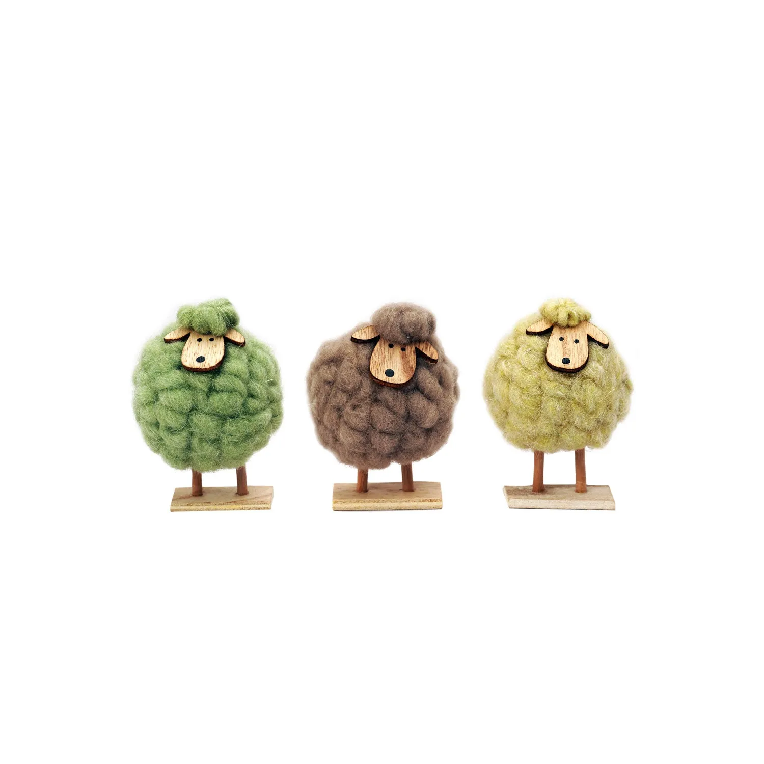 Handmade Woolen Sheep With Wooden Stand
