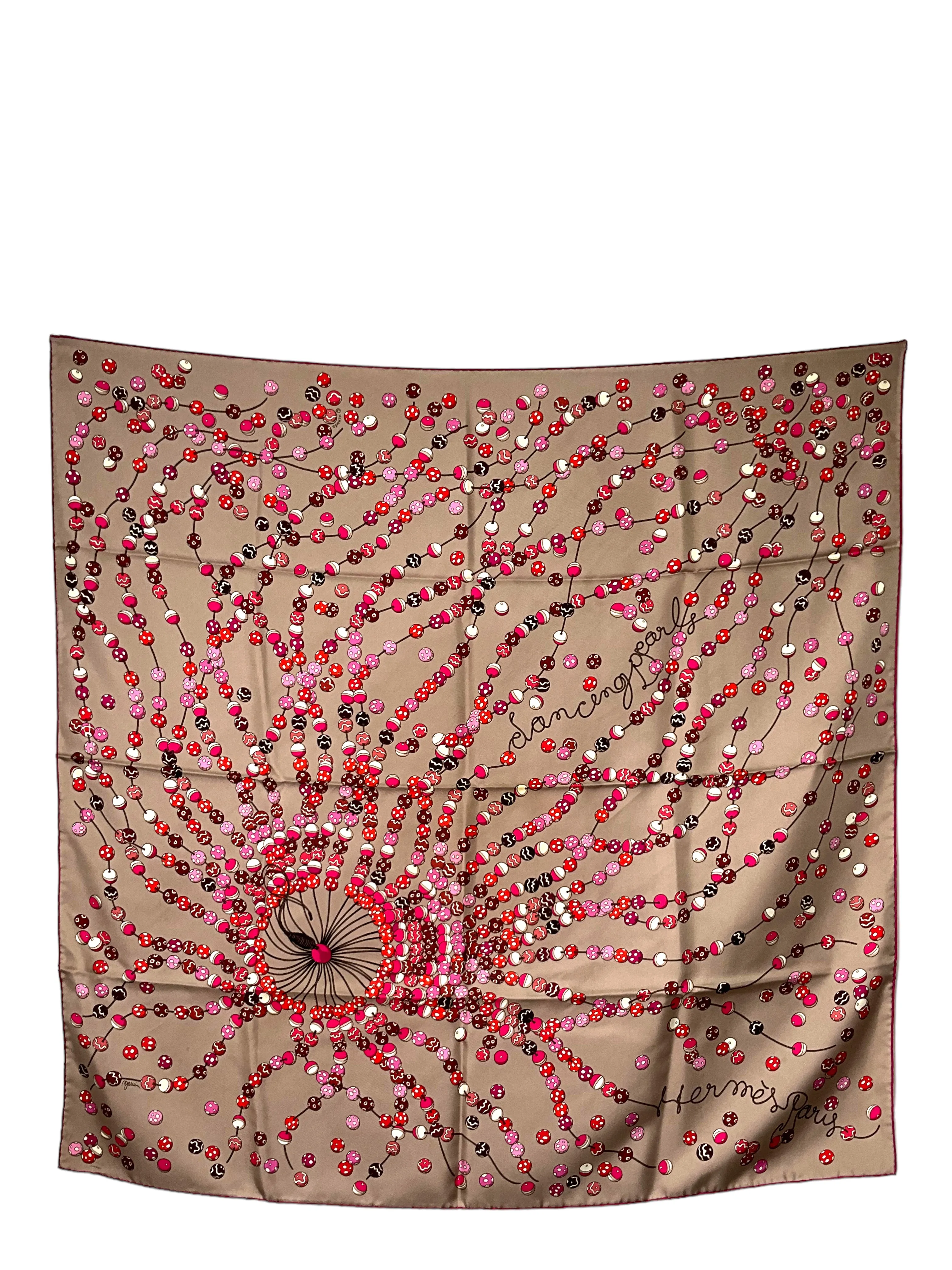 HERMES Dancing Pearls Silk Scarf 90