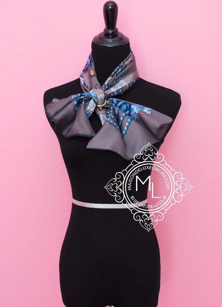 Hermes Gray Blue Twill Silk 90 cm Chemins de Corail Scarf