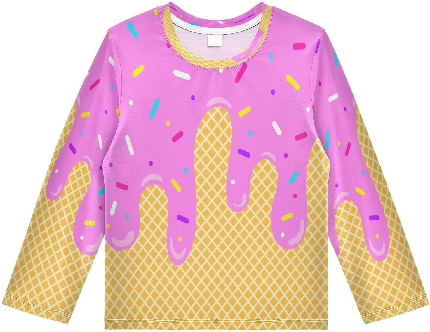 Ice Cream Boys Rash Guard Long Sleeve UPF 50  Sun Protection Boys Swim Shirt Quick Dry Shirt for 3-12 Years