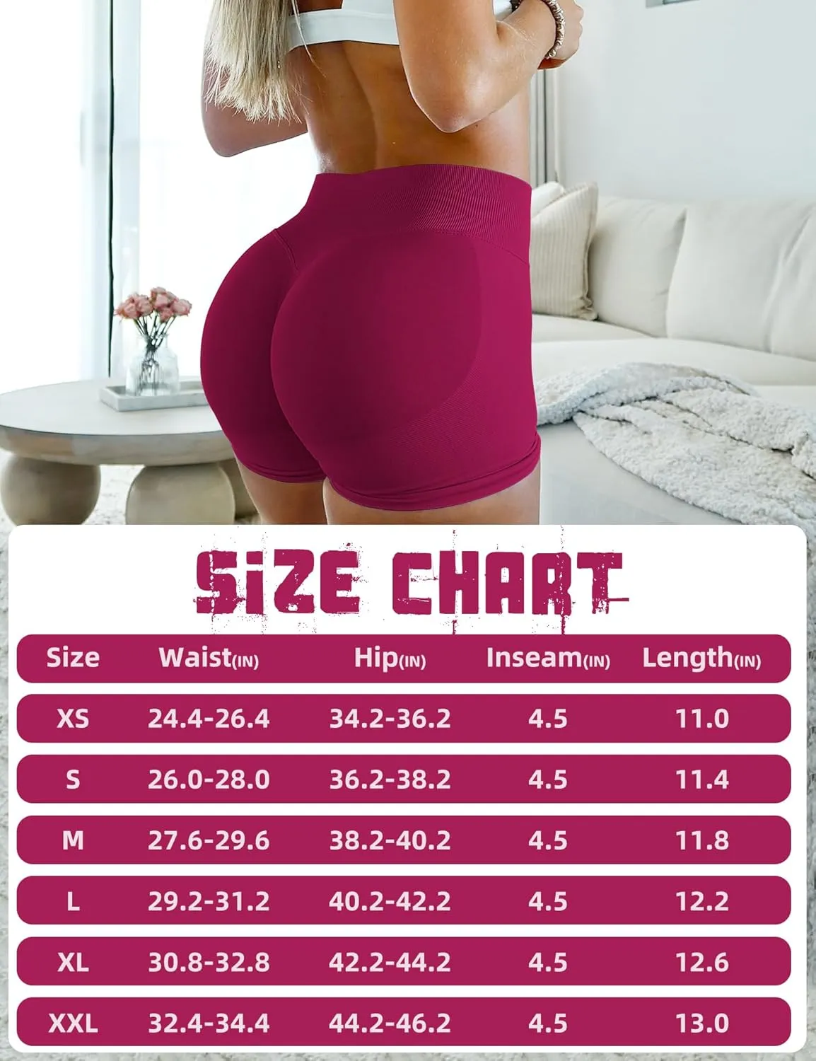 Impact Seamless Gym Workout Shorts Women Scrunch Butt Lifting Biker Yoga Shorts for Women Tummy Control 4.5"