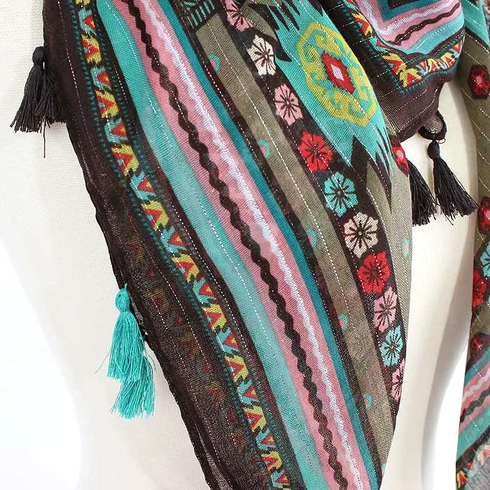 JZ-18-G Zebra Print Square Tassel Scarf