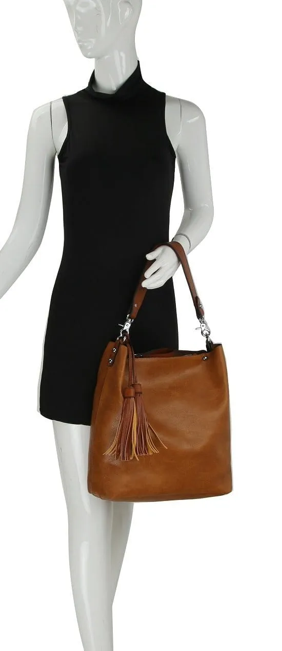 LD1431-1W 2-in-1 Double Tassel Soft Shoulder Bag w/ Wallet