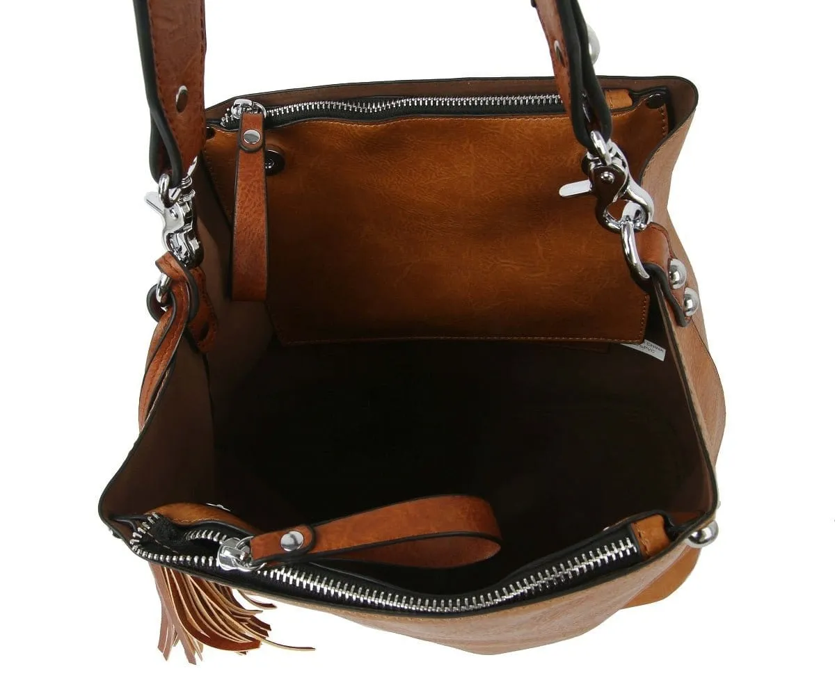 LD1431-1W 2-in-1 Double Tassel Soft Shoulder Bag w/ Wallet