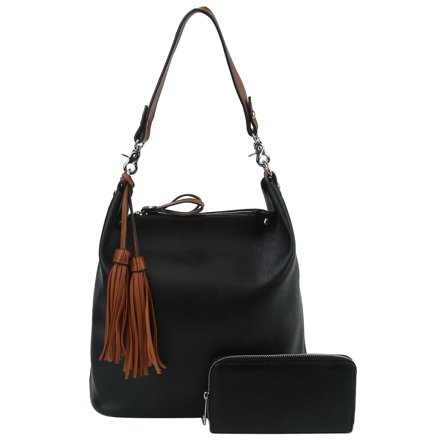 LD1431-1W 2-in-1 Double Tassel Soft Shoulder Bag w/ Wallet