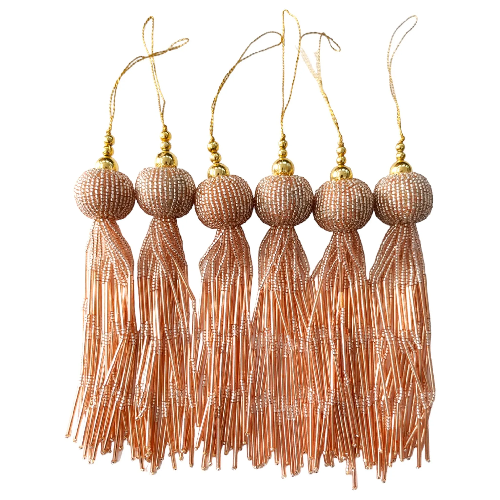 Long Tube Light Fringe with Beaded Ball Tassels for Jewellery Craft or Decoration - 11911