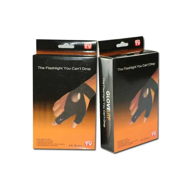 Luminous Fishing Gloves - Hands-Free Light, On/Off Switch, Replaceable Batteries
