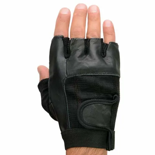 Milwaukee Leather SH217 Men's Black Leather Gel Padded Palm Fingerless