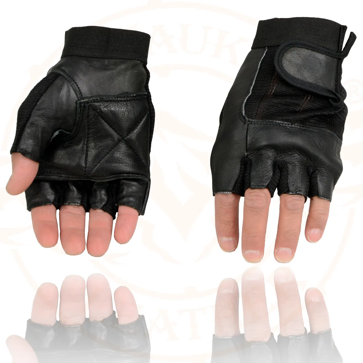 Milwaukee Leather SH217 Men's Black Leather Gel Padded Palm Fingerless