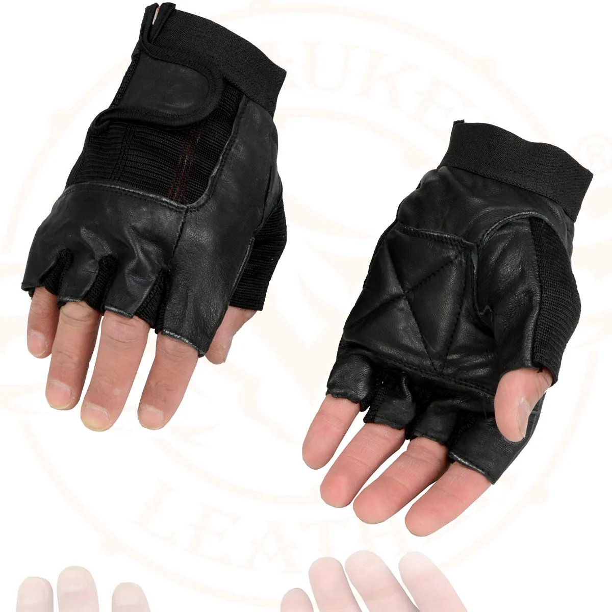 Milwaukee Leather SH217 Men's Black Leather Gel Padded Palm Fingerless