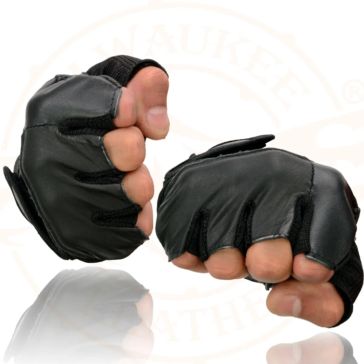 Milwaukee Leather SH217 Men's Black Leather Gel Padded Palm Fingerless