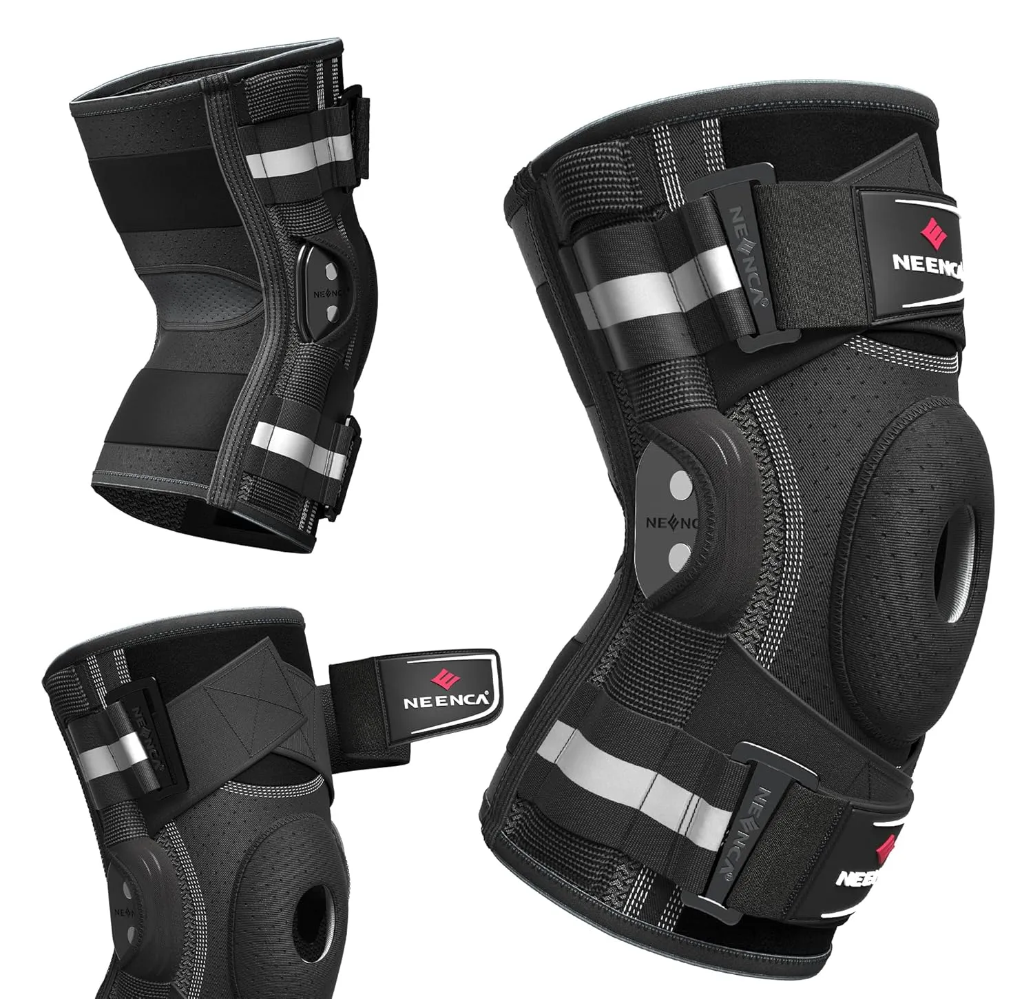 NEENCA Professional Knee Brace for Knee Pain, Hinged Knee Support with Patented X-Strap Fixing System, Strong Stability for Pain Relief, Arthritis, Meniscus Tear, ACL, PCL, MCL, Runner, Sport, Workout