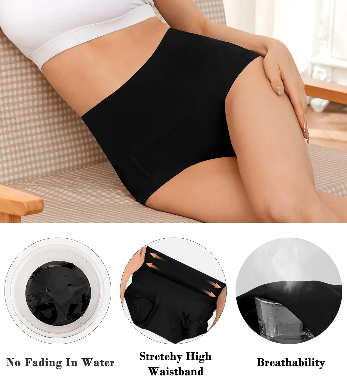 OLIKEME High Waisted Underwear for Women Cotton Slight Tummy Control Panties Postpartum Soft Full Coverage Briefs 5 Pack