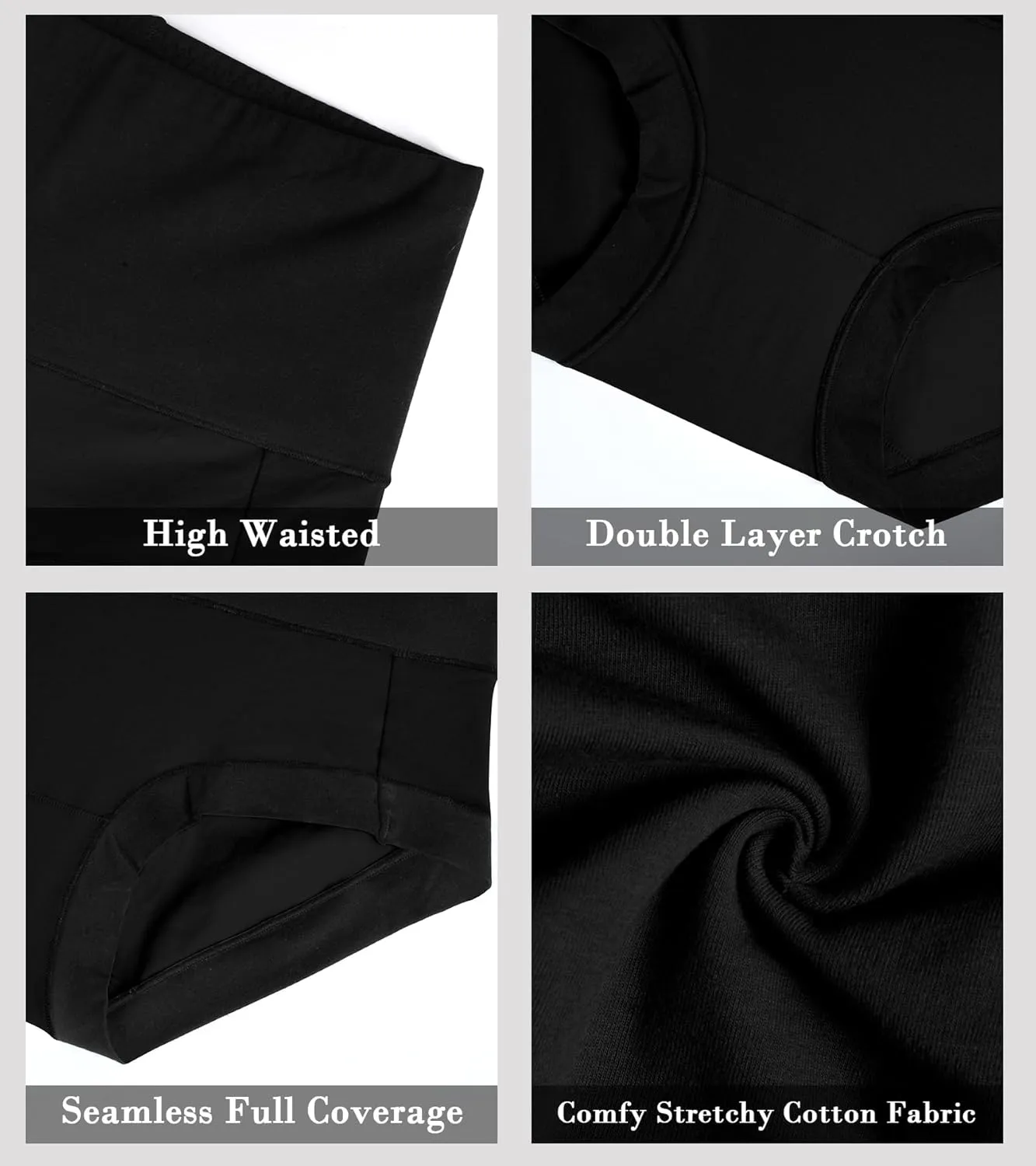 OLIKEME High Waisted Underwear for Women Cotton Slight Tummy Control Panties Postpartum Soft Full Coverage Briefs 5 Pack