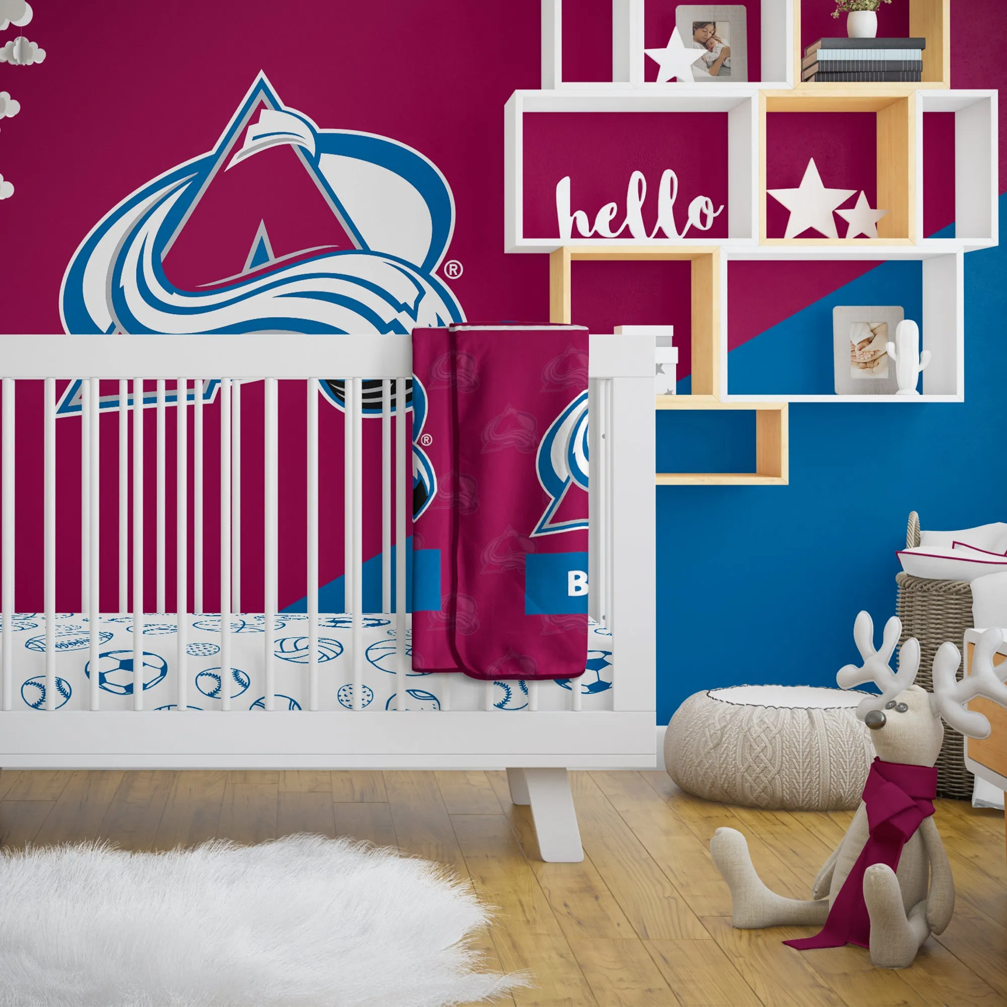 Personalized Colorado Avalanche Emblem Baby Pixel Fleece Blanket