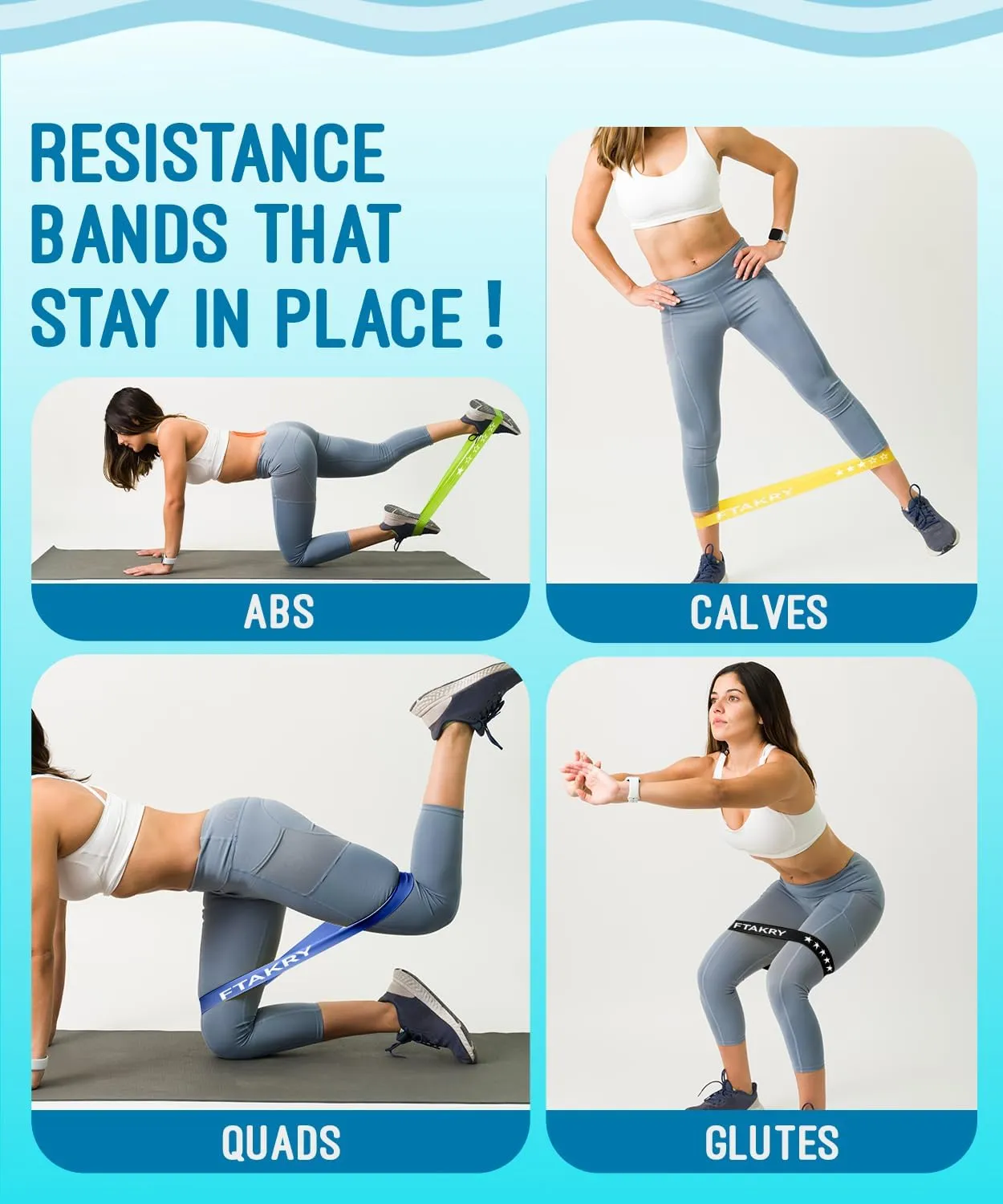 Resistance Bands for Working Out, Exercise Bands with 5 Resistance Levels, Natural Latex Resistance Bands Designed for Home Fitness, Strength Training and Flexibility Exercises