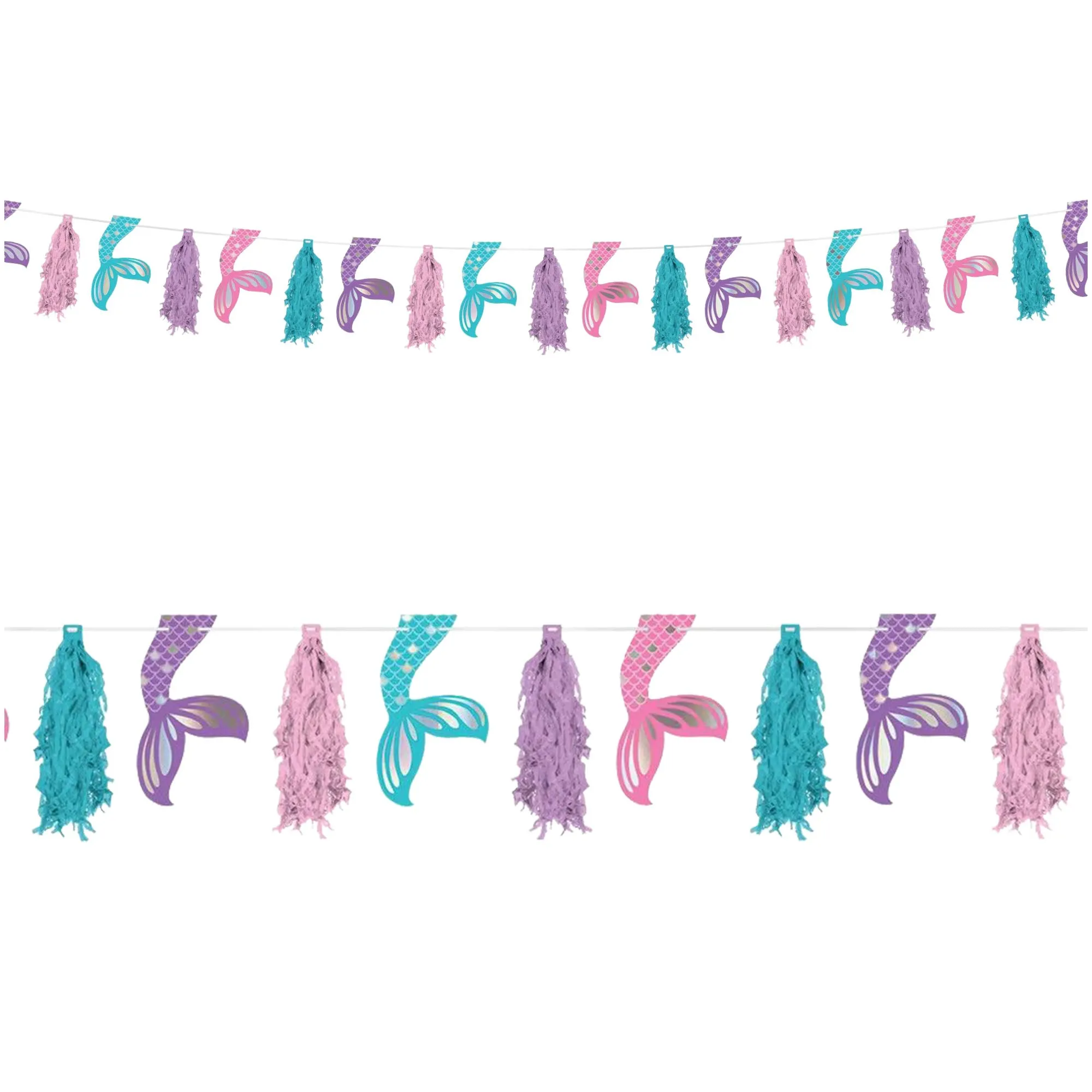 Shimmering Mermaids Glitter Pennant Tassel Garland Birthday Party Decoration