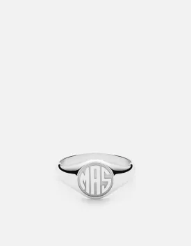 Signet Ring, Sterling Silver/ 3 Letter