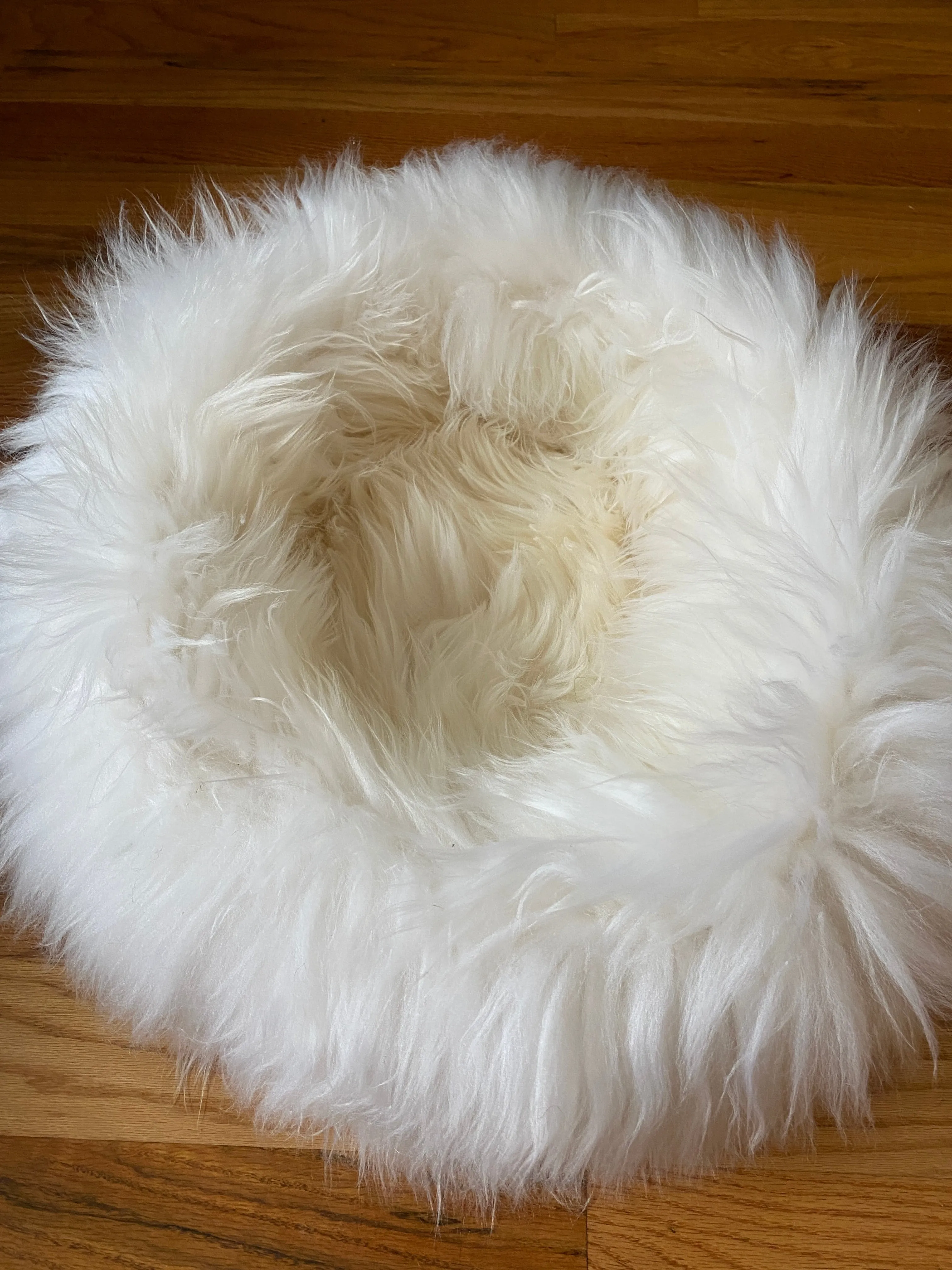 SMALL Ivory Sheepskin Pet Bed