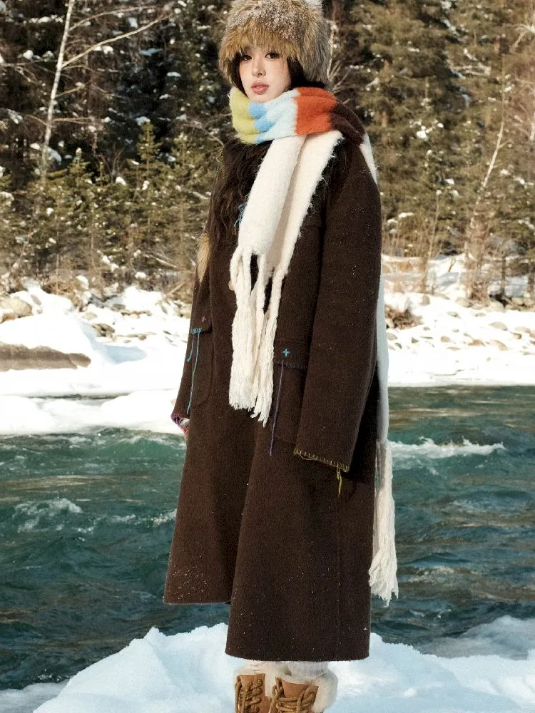 Stripe gloves hand knitted tassel scarf【s0000005991】