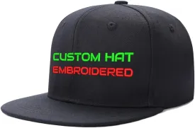 Text/Logo Custom Custom Your Name Embroidered Snapback Flat Brim Cap Hip Hop Funny