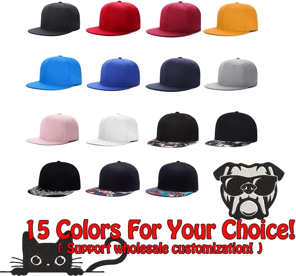 Text/Logo Custom Custom Your Name Embroidered Snapback Flat Brim Cap Hip Hop Funny